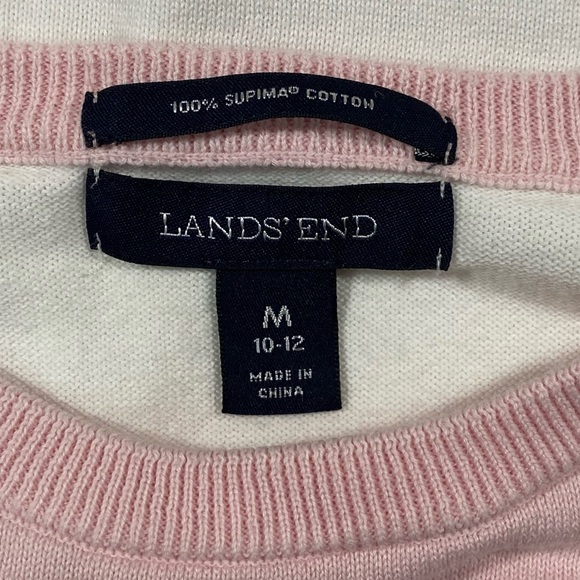 Lands’ End Pink Gray White Raglan Lightweight Knit Top - Women’s Medium 10-12 - Picture 7 of 10